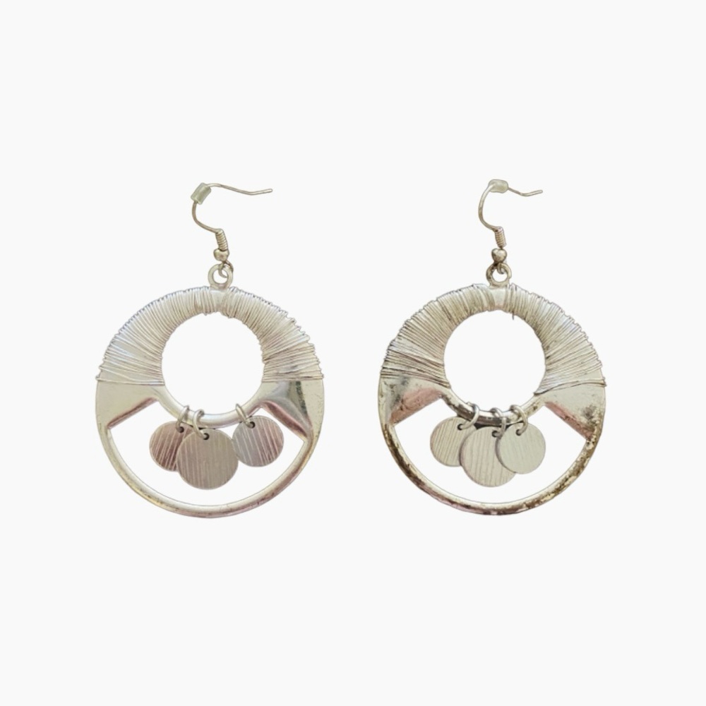 Silver Hoop Dangle Earrings